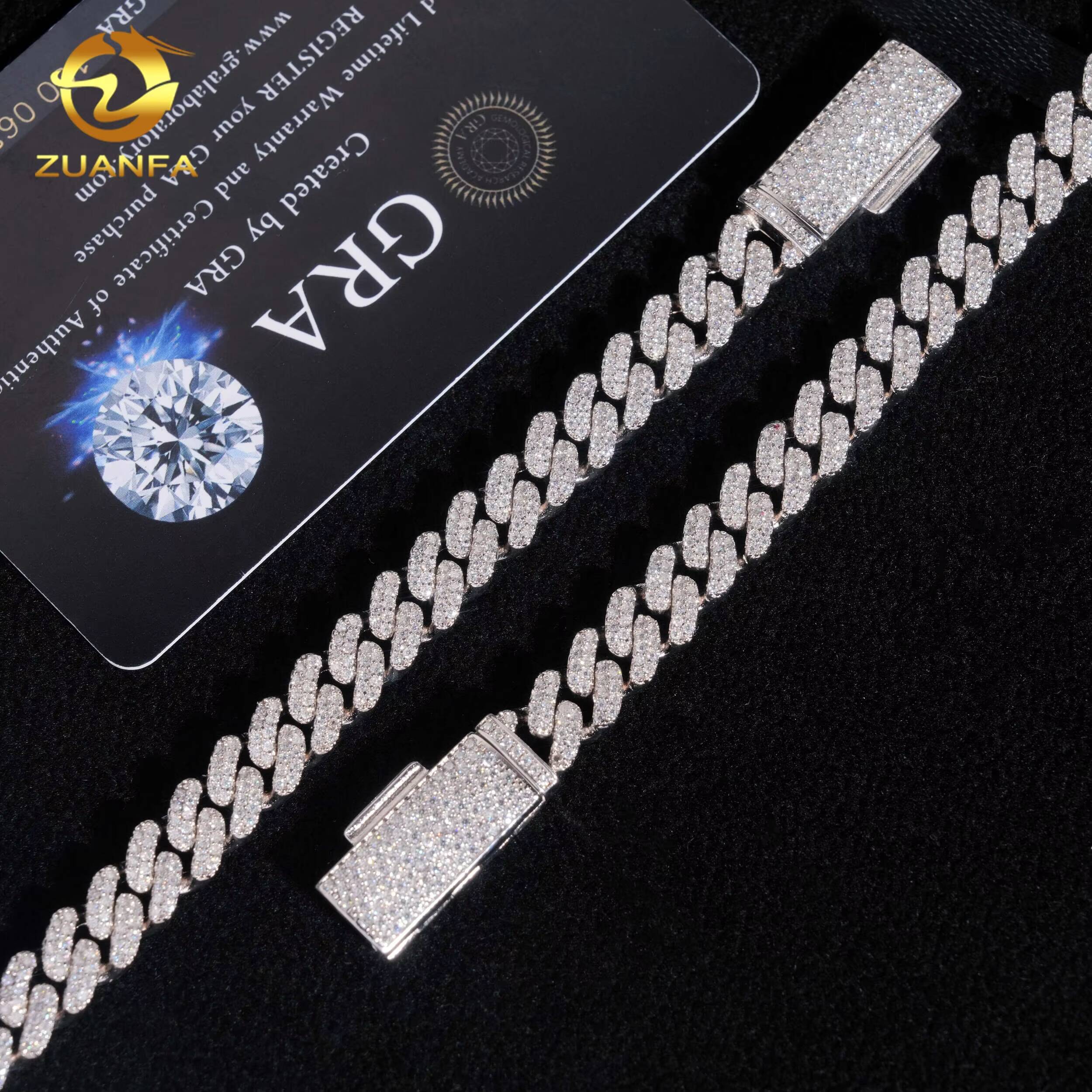 Fast Shipping 8mm Iced Out Bracelet 925 Sterling Silver Hip Hop Pass Diamond Test Moissanite Cuban Link Bracelet