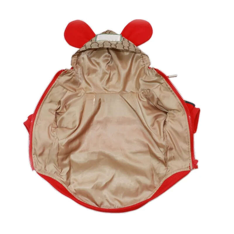 Designer Clothes Classic Lettering Pattern Apparel Small Dog Bunny Ears Hoodies Warm Puppy Pet Cold Weather Coat with Hat Winter Jacket for Dogs S A87
