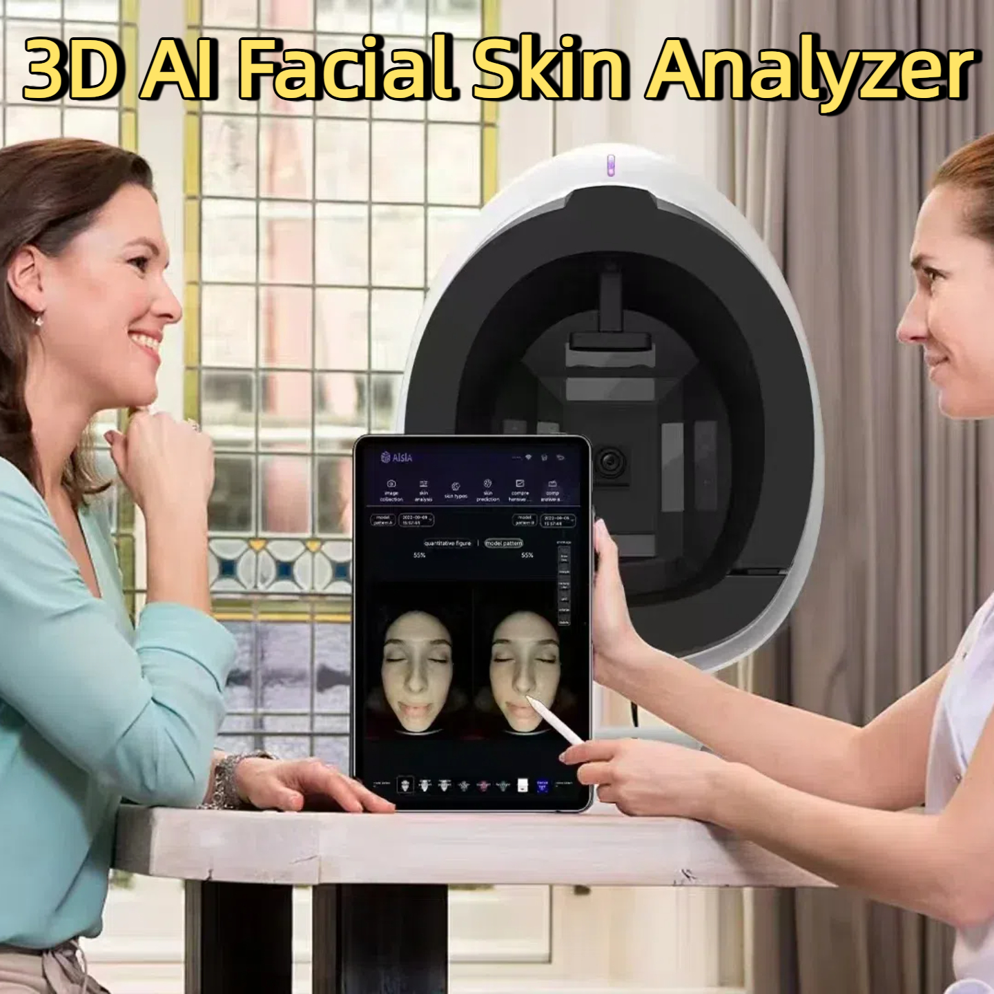 Hot AISIA Q1 3D AI Facial Skin Analyzer Detection Skin Problem Diagnosis 8 Spectrum Professional Analysis Beauty Salon Equipment