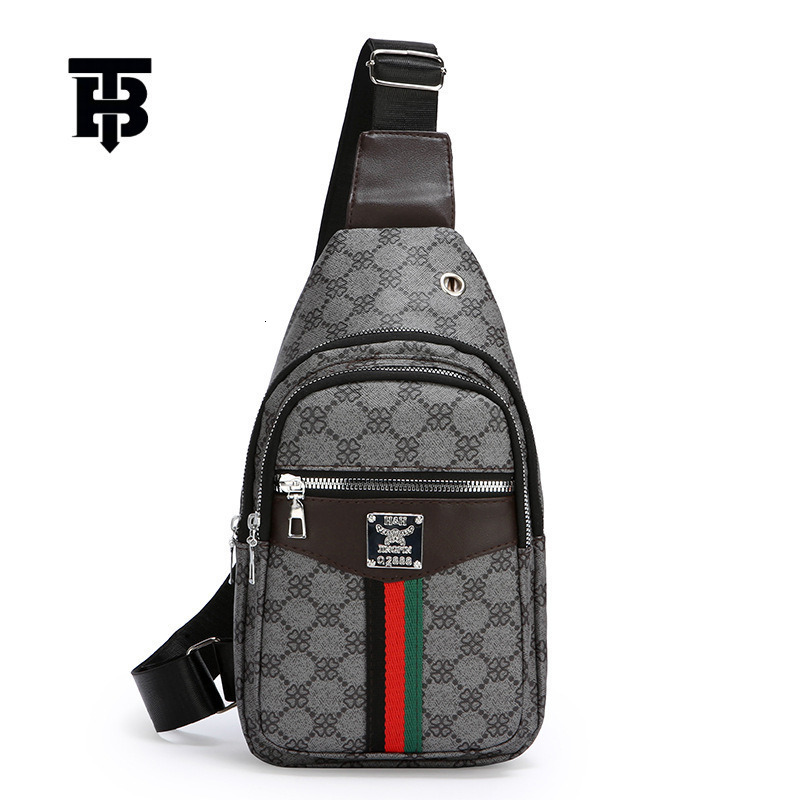 Designer Bag New Personalized Printed Men's Chest Bag Trendy Casual Versatile Shoulder Bag Water-resistant PU Luxury Bag Texture Commuter Crossbo