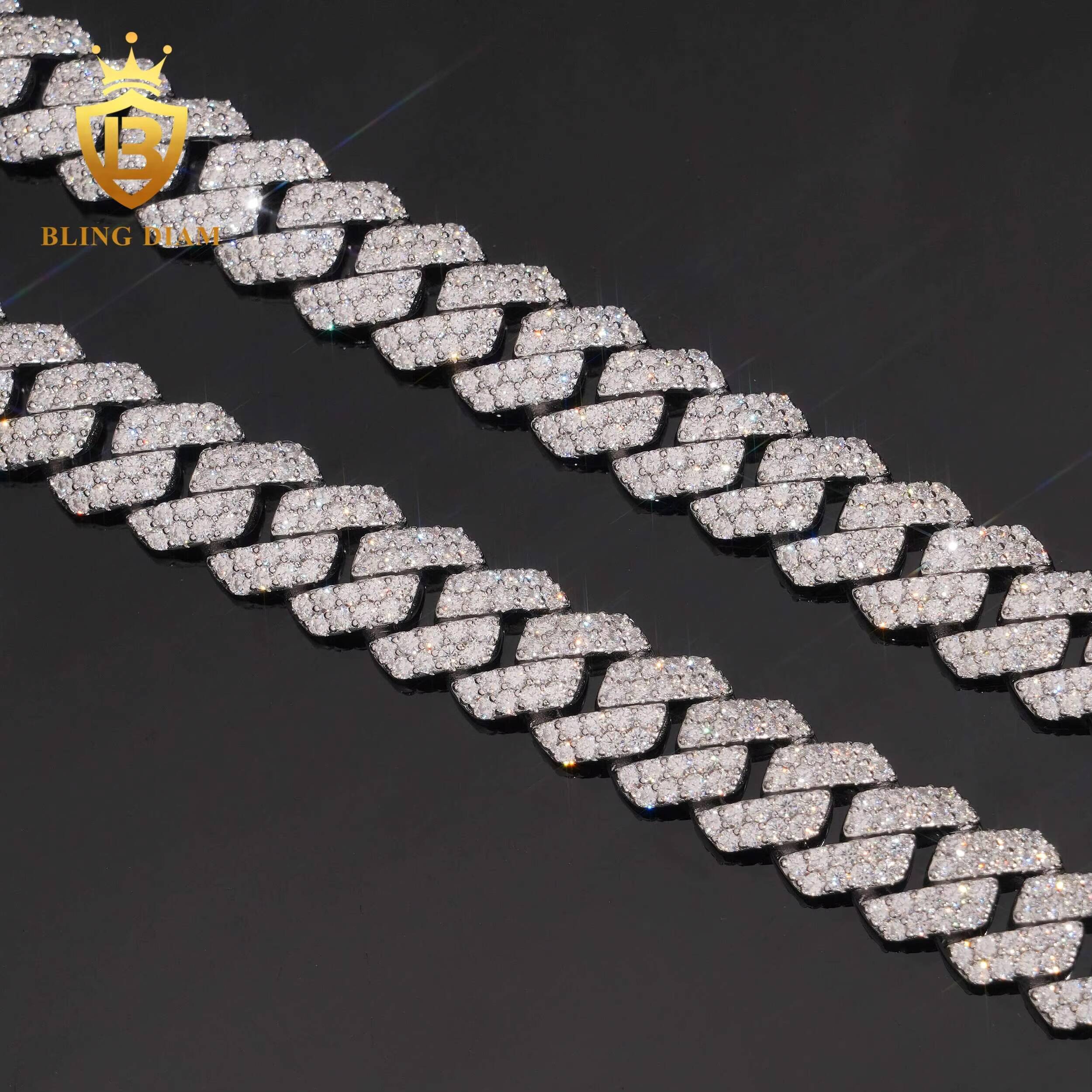 12mm Hip Hop Jewelry 925 Sterling Silver Vvs Moissanite Iced Out Miami Cuban Link Chain Necklace Men