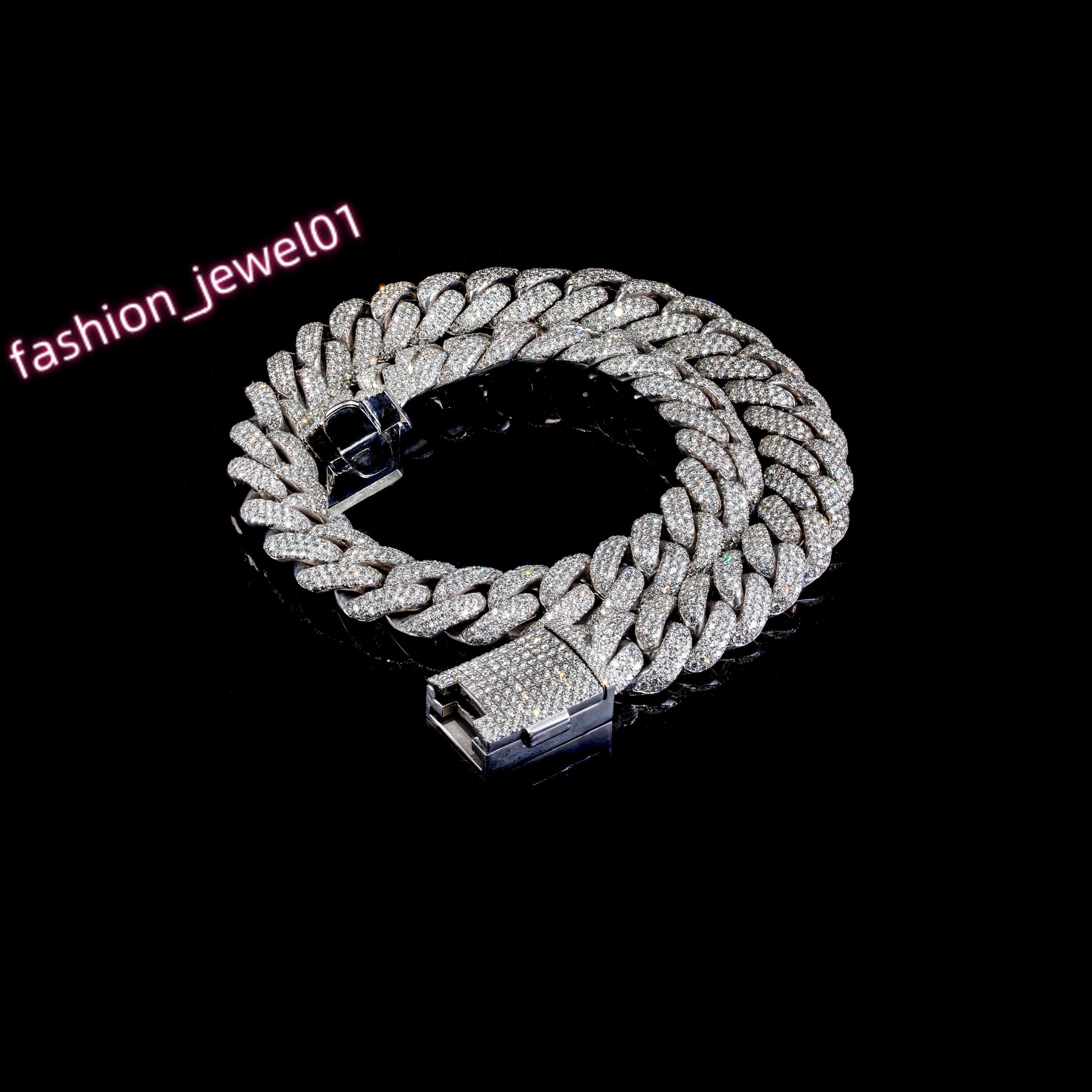 Luxurious 925 Sterling Silver Mens Classic Style Hip Hop Solid Miami Cuban Link Big Heavy Rapper Chain with Moissanite Diamonds