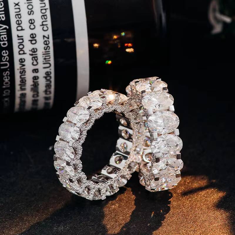 Provence Wedding Ring Classic Style 10K White Gold Ring Oval Cut Moissanite Diamond Ring Fine Jewelry