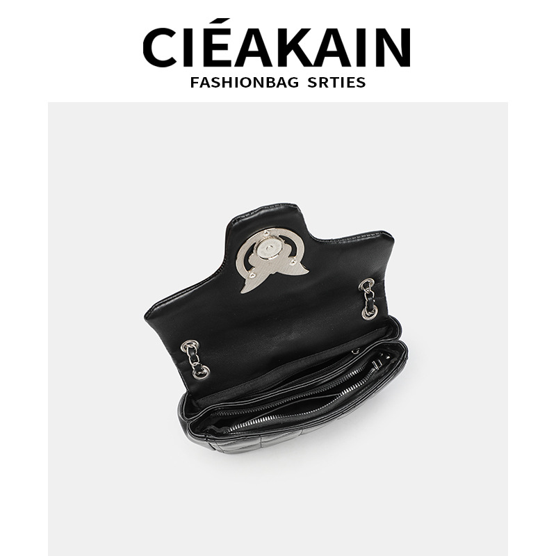 Designer new shoulder diagonal cross fashion hundred build rhombic chain lock bag