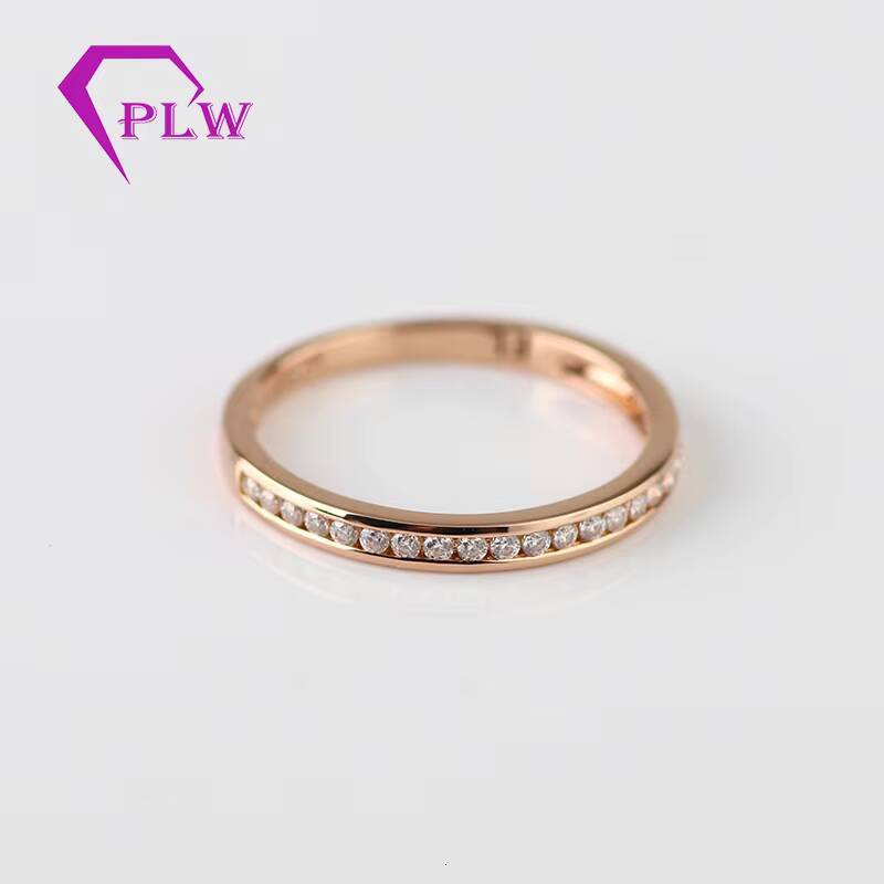 Rose Gold White Gold Melee Moissanite Channel Setting Half Eternity Moissanite Band