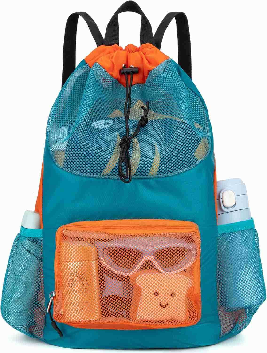 Bag for Kids Drawstring Backpack for Boys Lightweight Mesh Beach Backpack Swimming Pool Sports Gym String Bag GreenZ250906