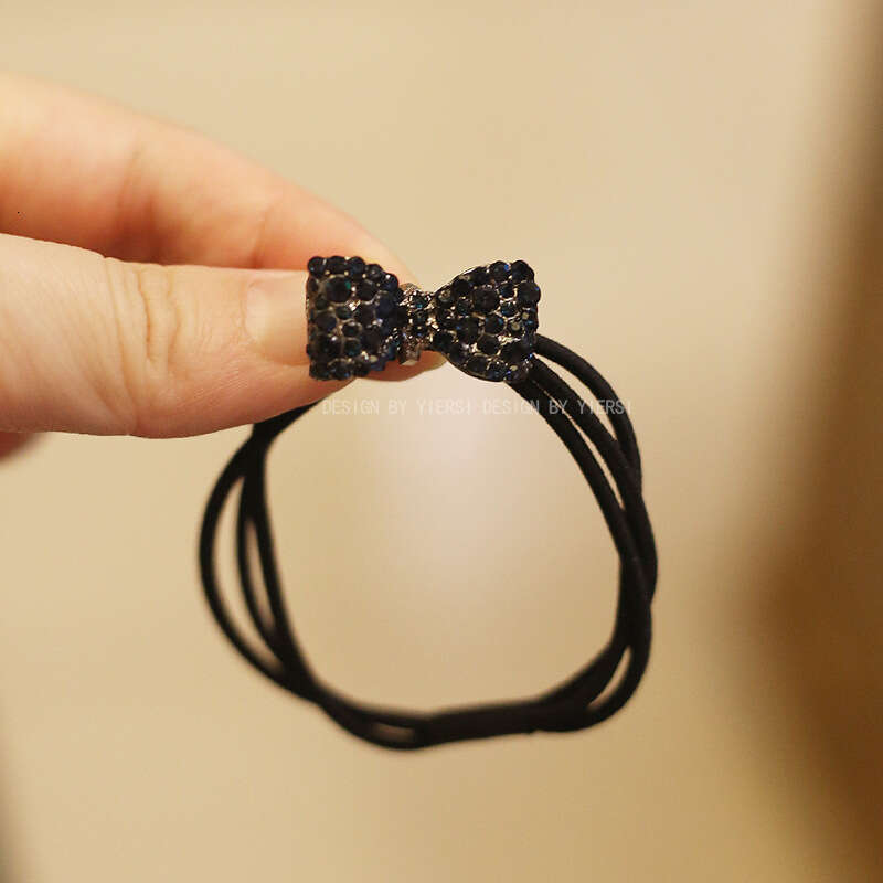 DHpet 2025 Korean High Elastic Hair Tie Adult Rhinestone Hair Rope Black Gunmetal Butterfly Heart Cat Eye Bowknot Alloy Head Accessory