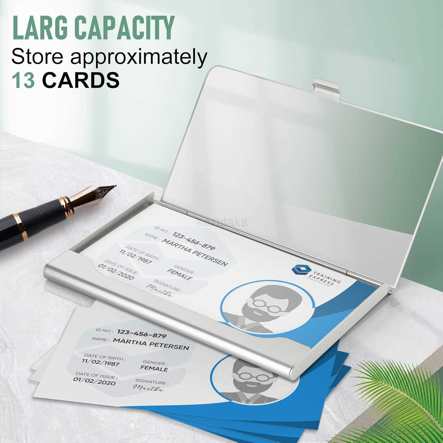 Business Card Holder Case Wallet for Women Metal Retro Blooming Flower Slim Pocket Purse Square Card Cases Cute For Realtors Real Estate Agents Z25090