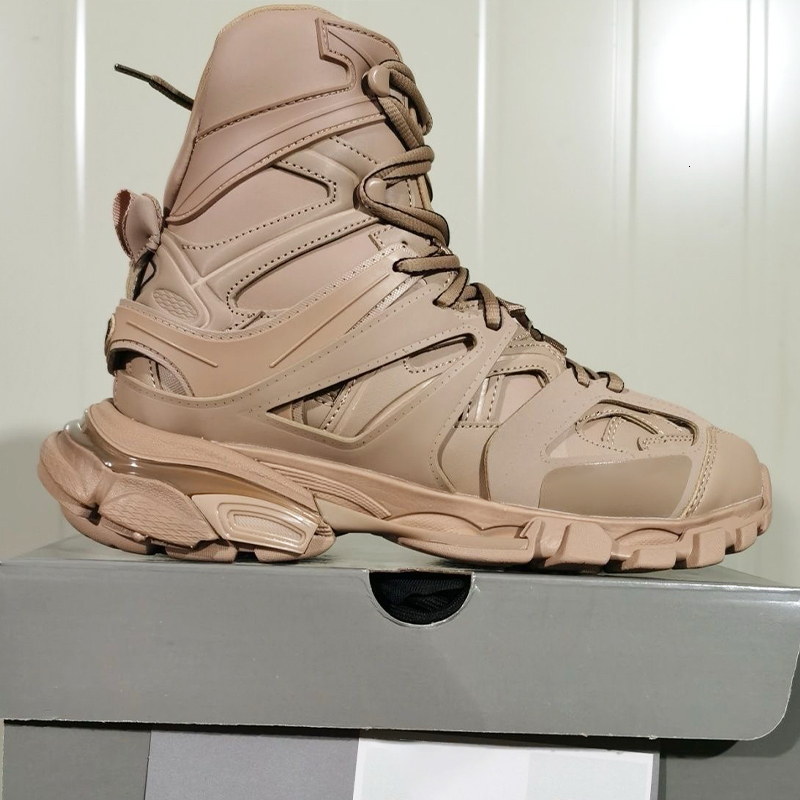 Designer Men Shoes Track Hike Sneakers High-top Shoes Leather Women Trainers Platform Casual Shoes Triple White Black Beige Sneaker 933