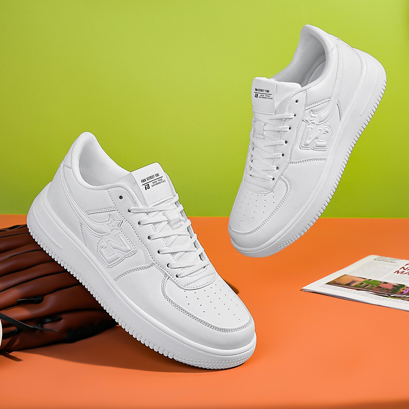 2025 New versatile comfortable breathable sports board shoes fashionable casual shoes thick-soled white shoes for both men and women size 36-44