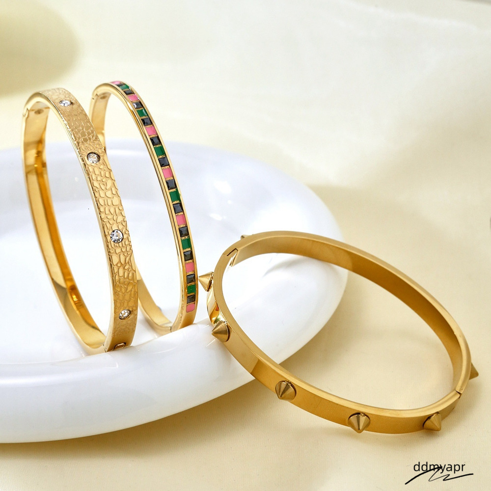 Designer Classic Bracelet Stainless Steel Ddmydec Men Women Riveted Bangle Gold Plated Fashion Jewelry Rivet Design Ddmydec Ddmydec