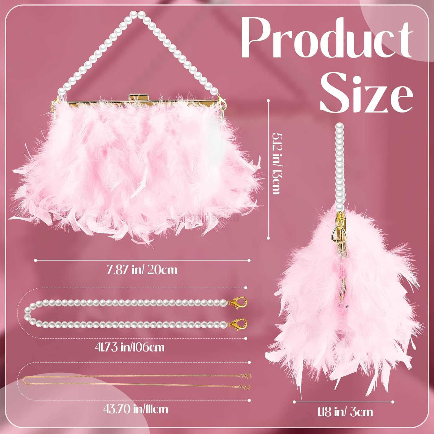 Feather Clutch Purses for Women Wedding Evening Bride Furry Purse Classy Fringe Glossy Designer M250912