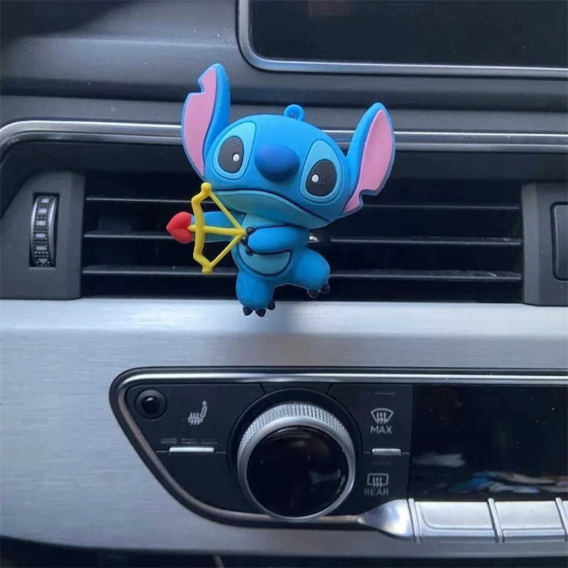 Disney Stitch Car Perfume holder Car Decorate Stitch Anime figure Cartoon Car Perfume Clip Fragrance DiffuserI kid toy gifts H250906