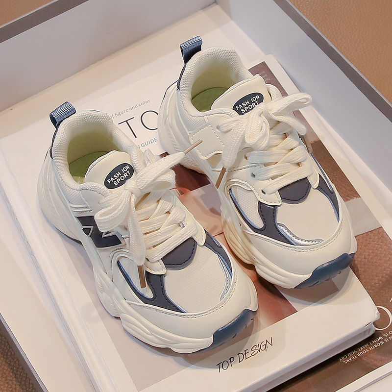 Designer Kids Sneakers 2025 New Boys Girls Athletic Shoes Chunky Dad Shoes Youth Lace Up Running Sneakers Breathable Casual Sport Shoes for Children