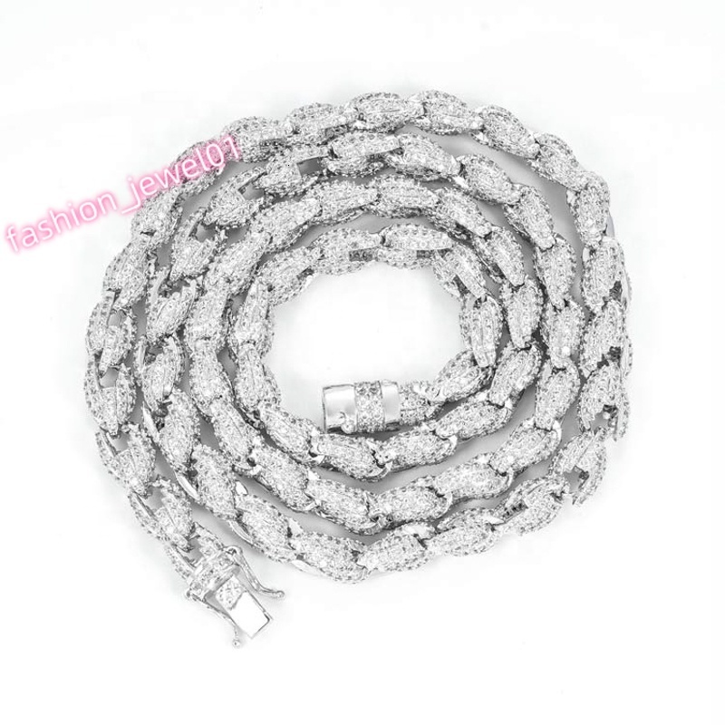 8MM Hip Hop GRA Iced Out Bling VVS D Color Moissanite 925 Sterling Silver Pass Diamond Tester Cuban Rope Chain for Men