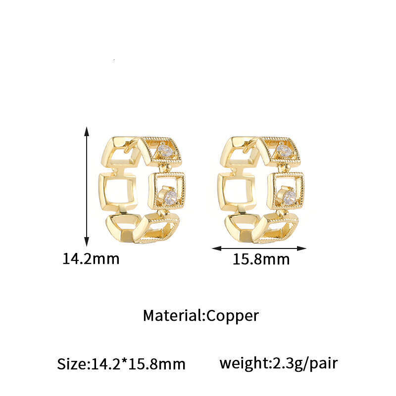 DHpet Minimalist Zircon Plain Hoop 14K Gold Color Retention High-end Feel Elegant Earrings for Women