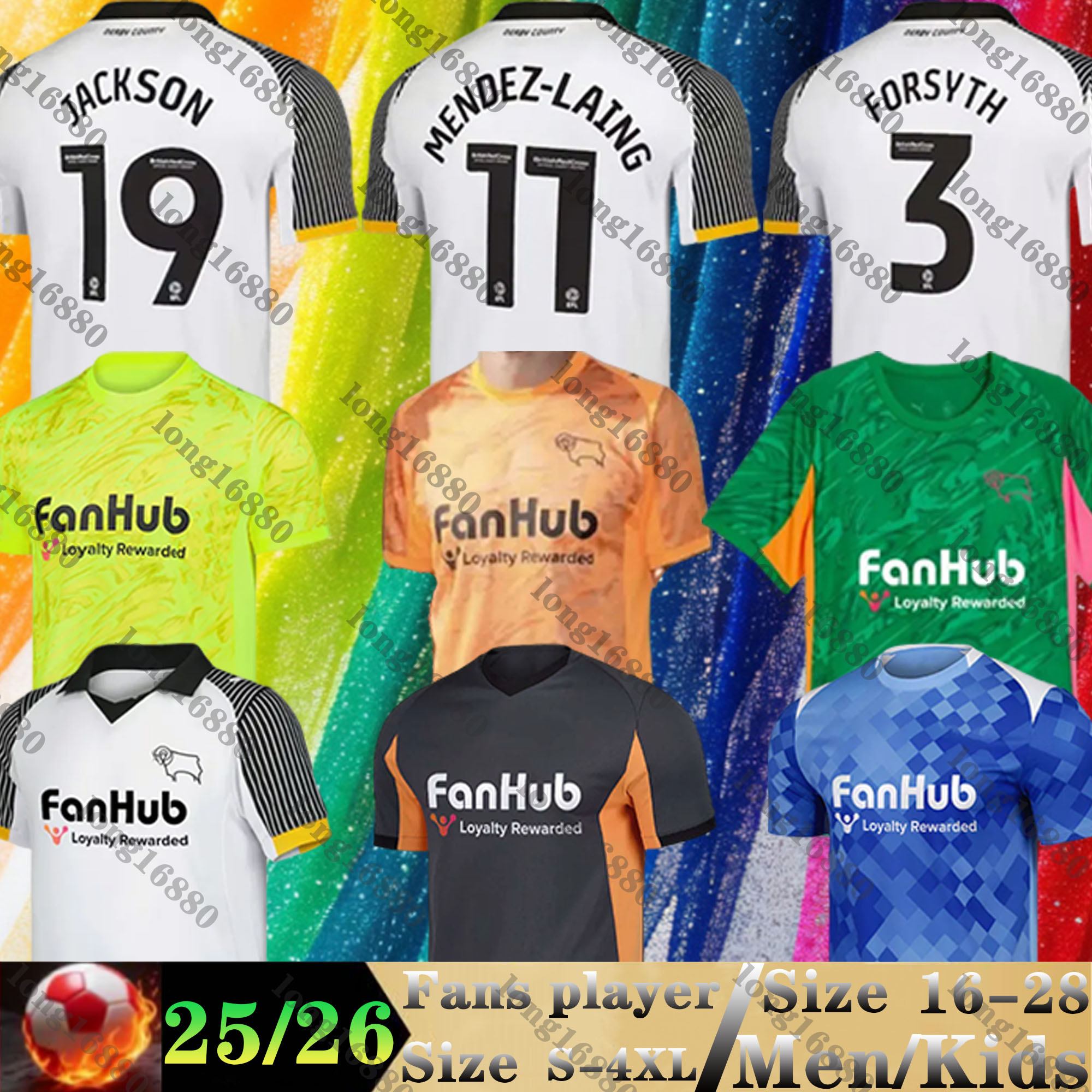 2025 2026 Derby County soccer jerseys COLLINS FORSYTH MENDEZ-LAING GOUDMIJN JACKSON NYAMBE ADAMS GOUDMIJN home away 25 26 football shirts men kids kit goalkeeper