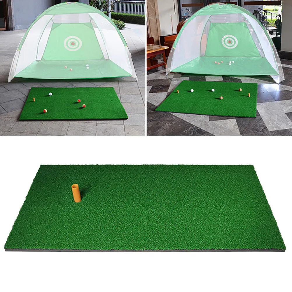 Golf Practice Pad 51X21cm Artificial Lawn Rubber Durable Cage Grass Swing Hitting Portable Training Mat 250906