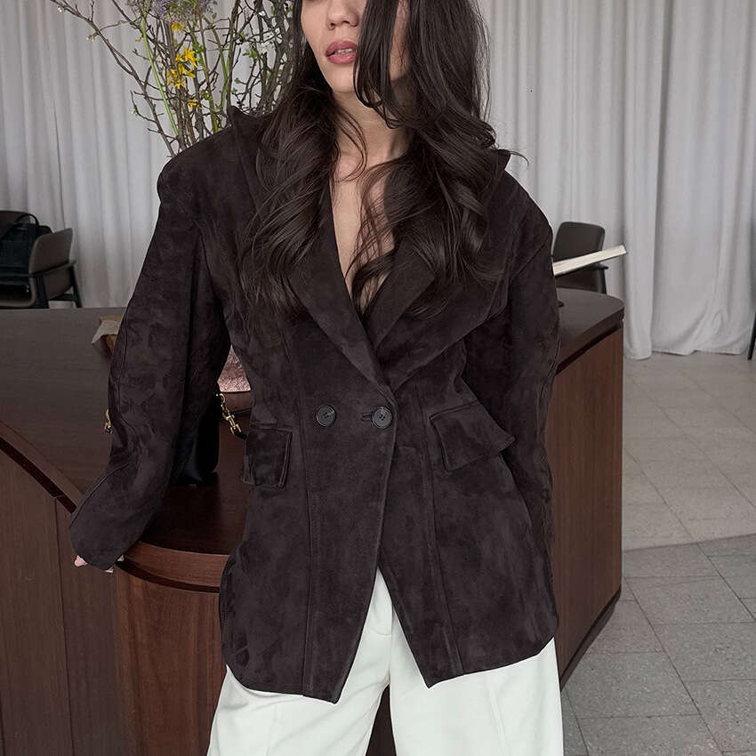 Autumn Winter New High-End Matte Velvet Blazer With Design Sense, Elegant And Fashionable Suede Jacket B3