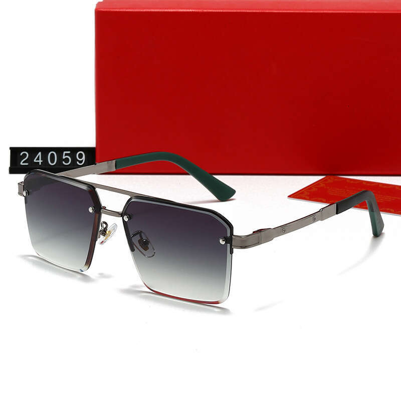 New Fashion Half-Frame Rimless for Women, Internet Celebrity Large Frame Sunglasses, Outdoor Metal Edge Trendy Sunglasses 24059 608