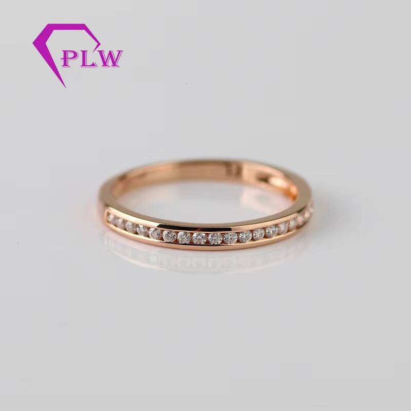 Rose Gold White Gold Melee Moissanite Channel Setting Half Eternity Moissanite Band