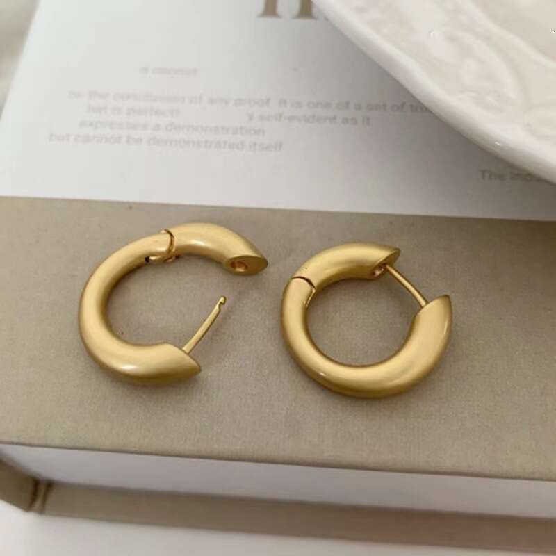 DH collections 2025 New Minimalist Matte Earrings - Round Hoop Earrings, Light Luxury Retro Style, Unisex Copper Electroplated Jewelry