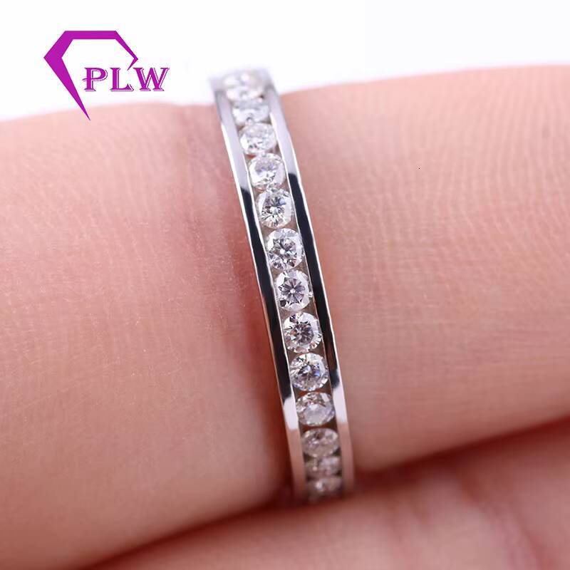 Provence Gem Pt950 Channel Setting Melee 2mm Moissanite Eternity Band Sit Flush Engagement Ring