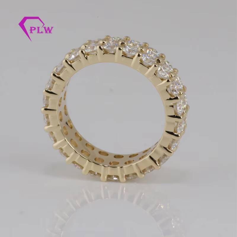 Custom Double Eternity 2mm DEF Color Round Moissanite Ring Band in 10k Yellow Gold for Wedding