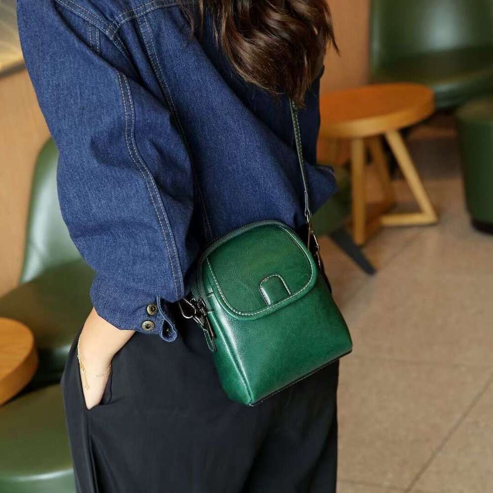 Genuine Women's 2024 New Fashion Single Shoulder Small Trendy Ladies Phone Soft Leather Versatile Crossbody Bag