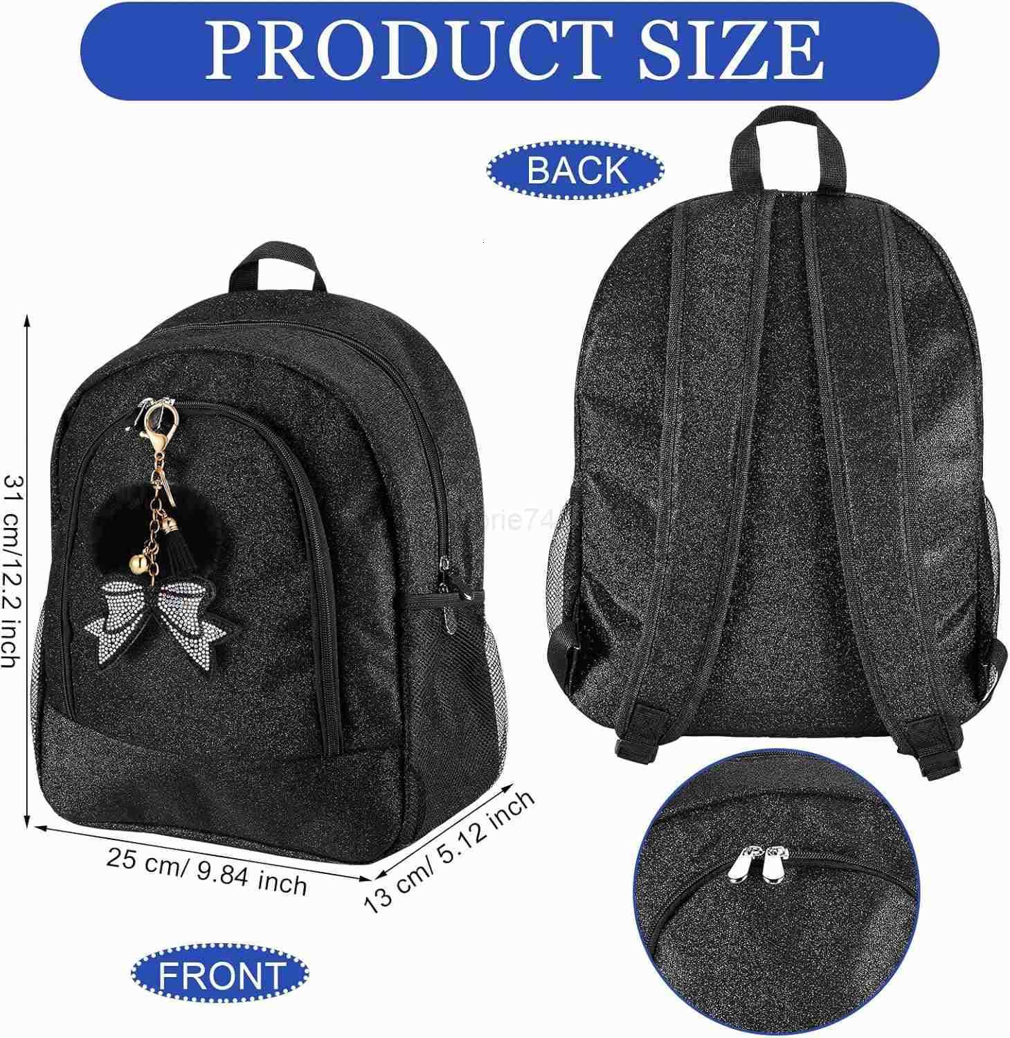 Cheer Backpack with Bow Keychain Cheerleading Glitter Backpack Cheerleaders Gift Cheer Bags for SportBlueZ250906