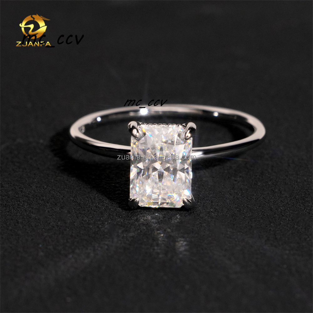 Female Elegant Style Bridal Wedding Jewelry 925 Silver Radiant Moissanite Diamond Engagement Ring Women With GRA Certificate
