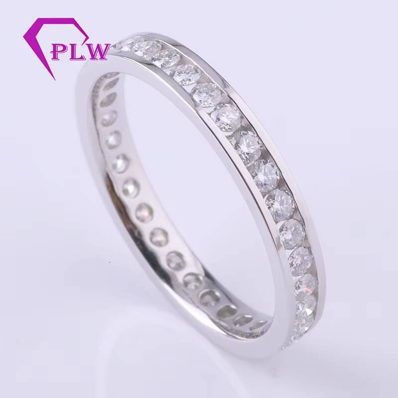 Provence Gem Pt950 Channel Setting Melee 2mm Moissanite Eternity Band Sit Flush Engagement Ring