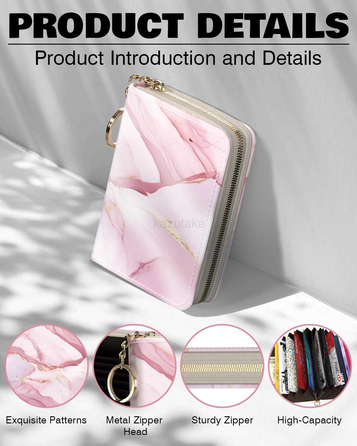 Holder Stylish RFIDBlocking Womens Slim Wallet Perfect for Business and Everyday Use Keep Your Belongings Safe and Organized Pink Marble Z250906