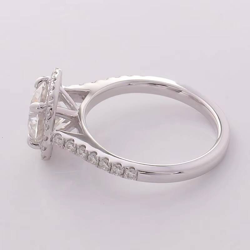 Classic 2ct 7x7mm Round Cut Center Moissanite halo 14k White Gold Ring for Engagement and Wedding