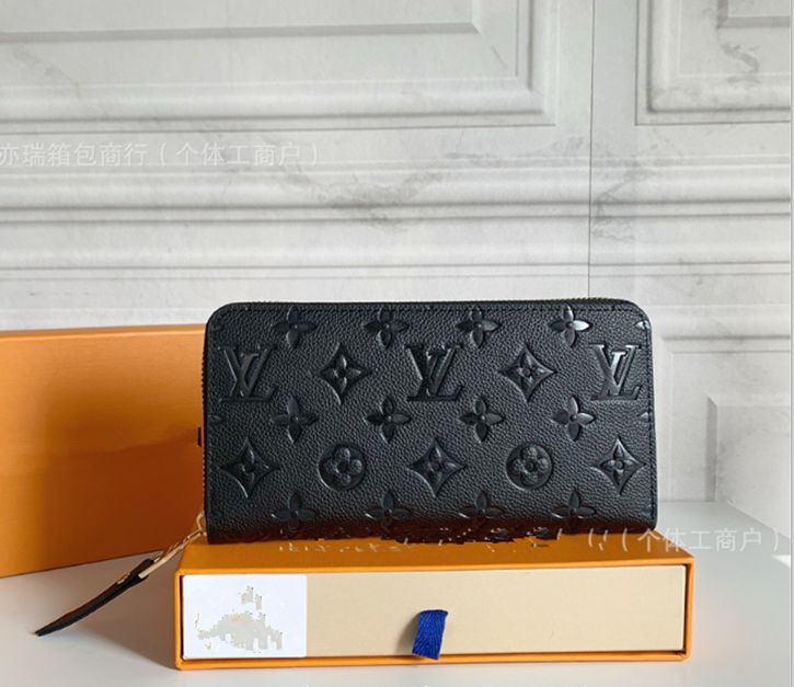 2025 Luxury Women Clutch Lady Ladies Long Wallet Pu Leather Single Zipper Wallets Classical Corn Purse Card Holder Purse card holder with orange box