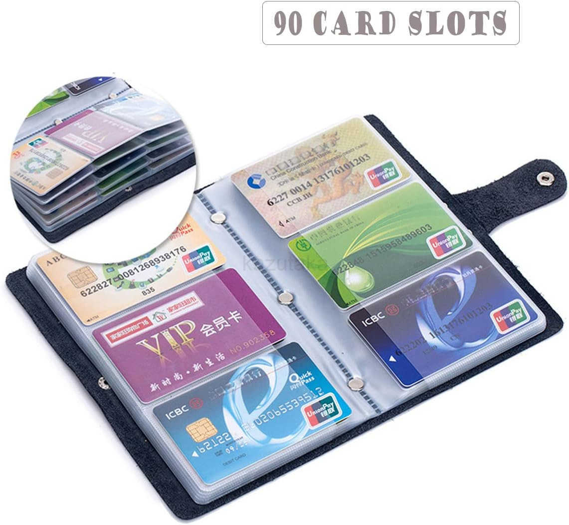 Leather CARD Holder Business Card Case Book Style 90 Count Name ID Card Holder Book Z250906