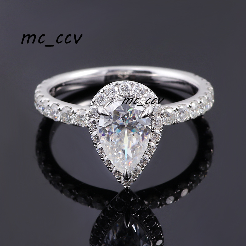 Provence 18K 14K 10K Yellow Gold Jewelry 9x6MM 15ct Pear Cut Moissanite Diamond White Color Diamond Rings Women Engagement Ring