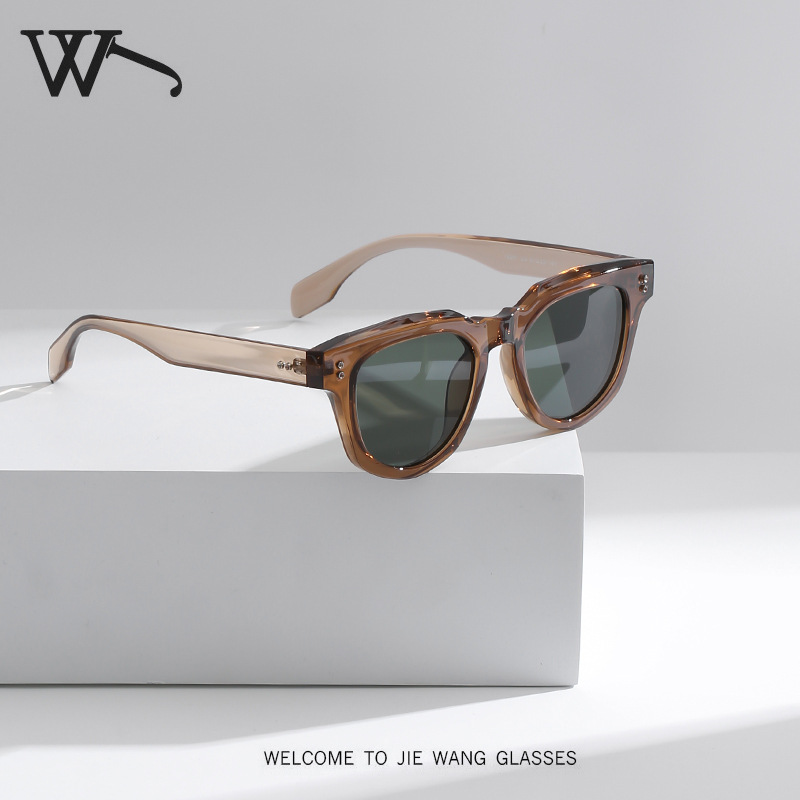 New Trendy Square Oval Frame Sunglasses with Double Rivets High end UV Protection Shades for Both Men and Women