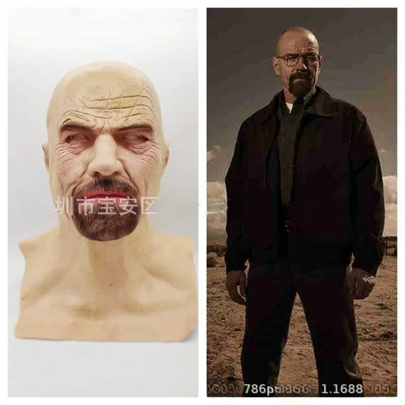 American TV series Deadly Poison Master Old White Mask Bald Old Man Latex Head Cover Halloween Cosplay Funny Prop W250906
