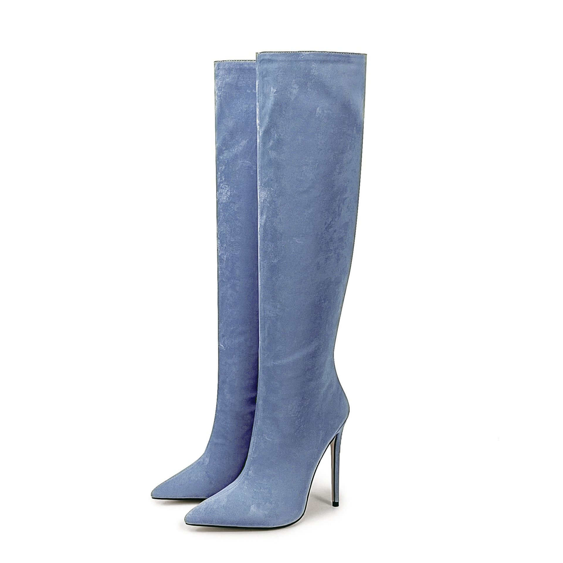 Chengdu Handmade Satin Pointed Toe Knee High Boots - Stiletto Heel Riding Boots (5 Elegant Colors) Slimming Runway Fashion Boots