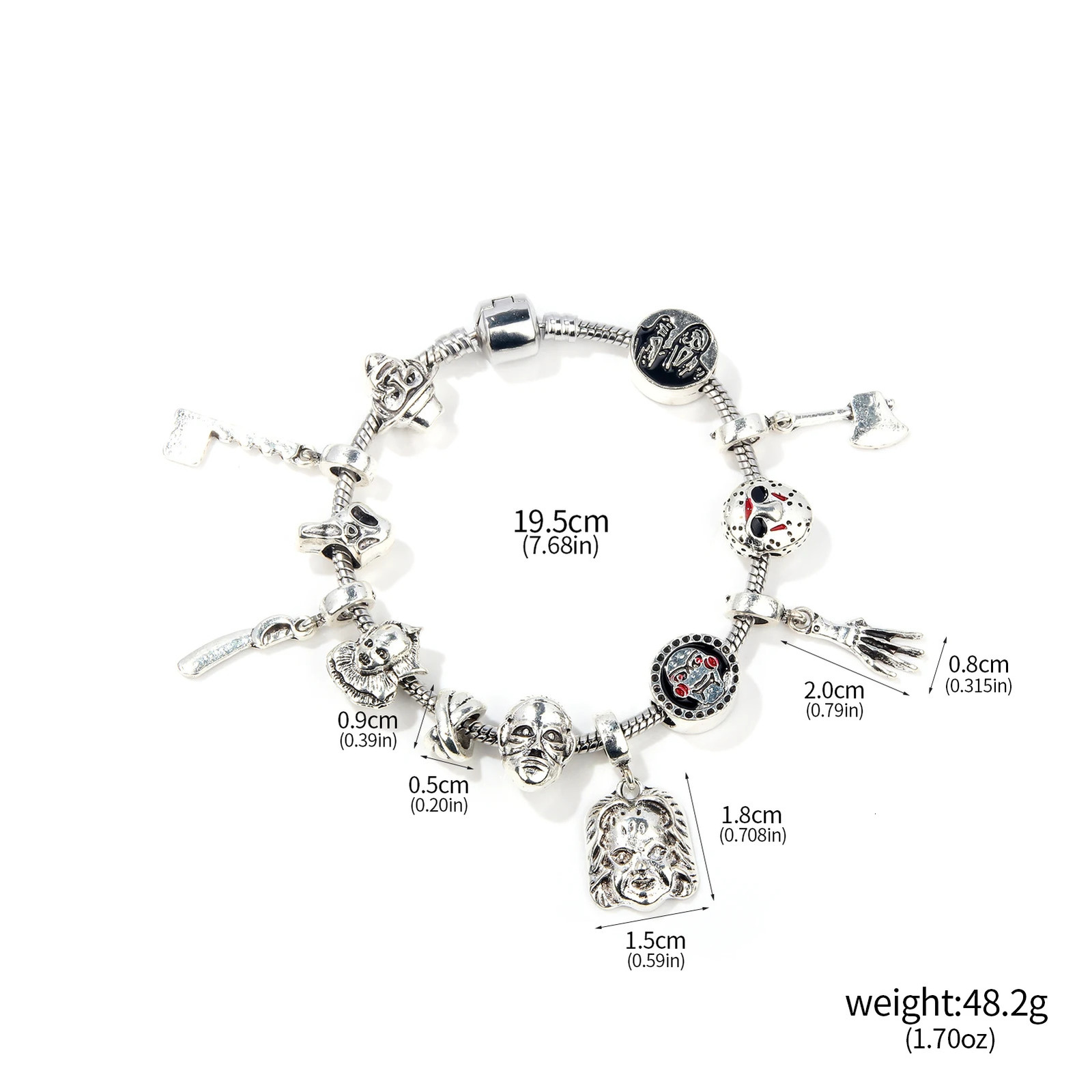 Horror Movie Friday Charm Bracelet Killer Pennywise Chucky DIY Beads Bangle Bracelets for Women Men Halloween Party Jewelry Gift 250905