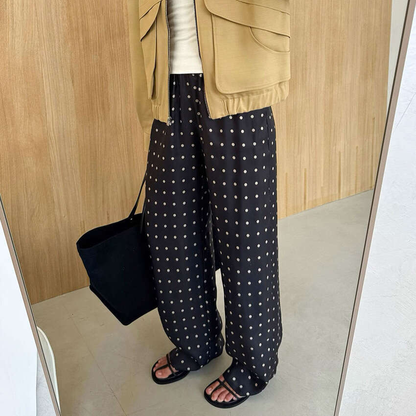 Autumn Winter New Loose Comfortable Polka Dot Long Straight Pants Design Sense Elegant Fashion Casual Commuting B3
