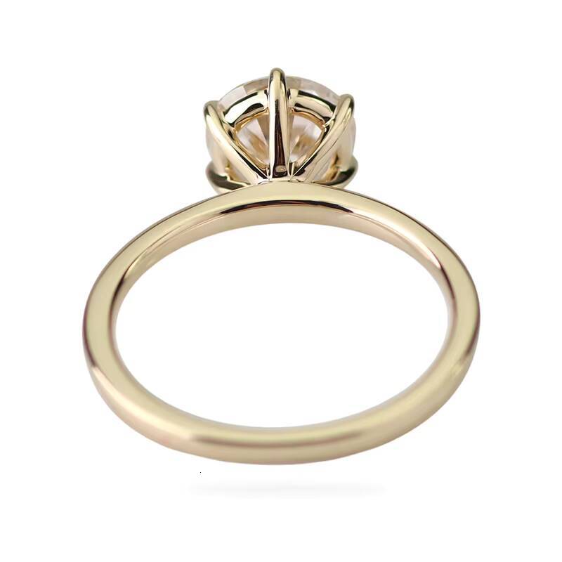 14k Solid Yellow Gold 2carat 8mm Round Cut GH Color Moissanite Solitaire Diamond Ring for Wedding
