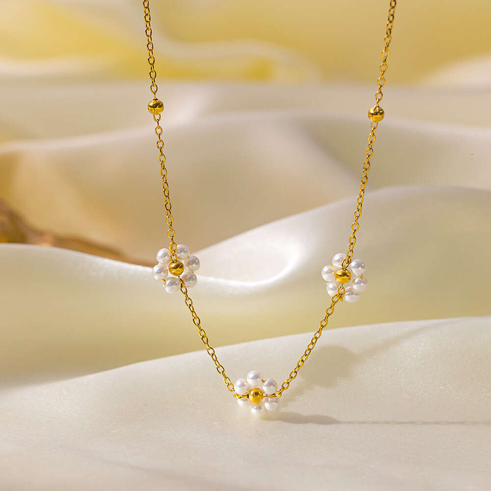 DHpet Spring Handmade Beaded Flower Pearl Collarbone Necklace