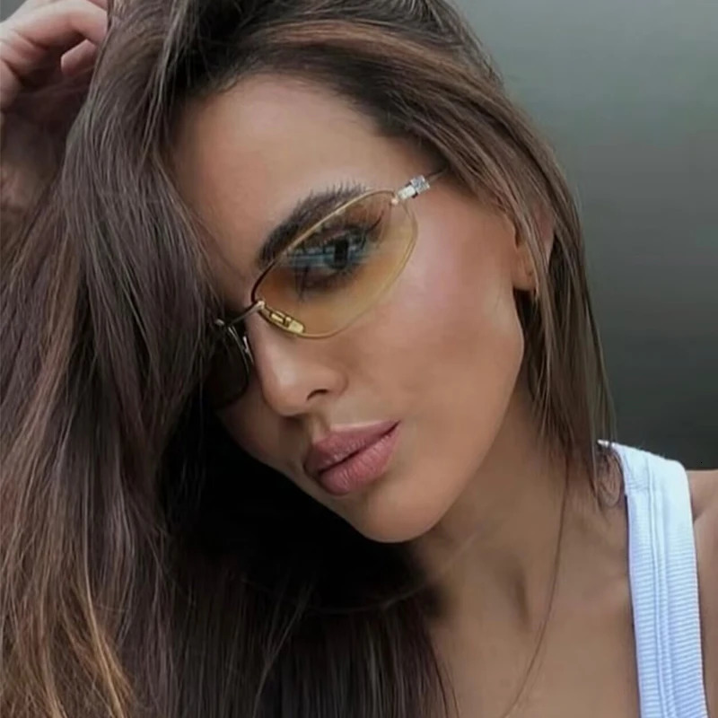 Oval Frameless Y2K Sunglasses n Highend Styling Punk Outdoor Retro Personality Sunglasse 250828