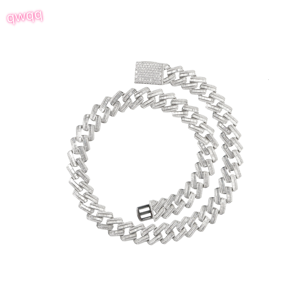 Moissanite Zircon 9k 14k 18k Gold Plated Silver Fashion VVS Hiphop 10mm 13mm Custom Unisex Cuban Link Chain Bracelet Necklace