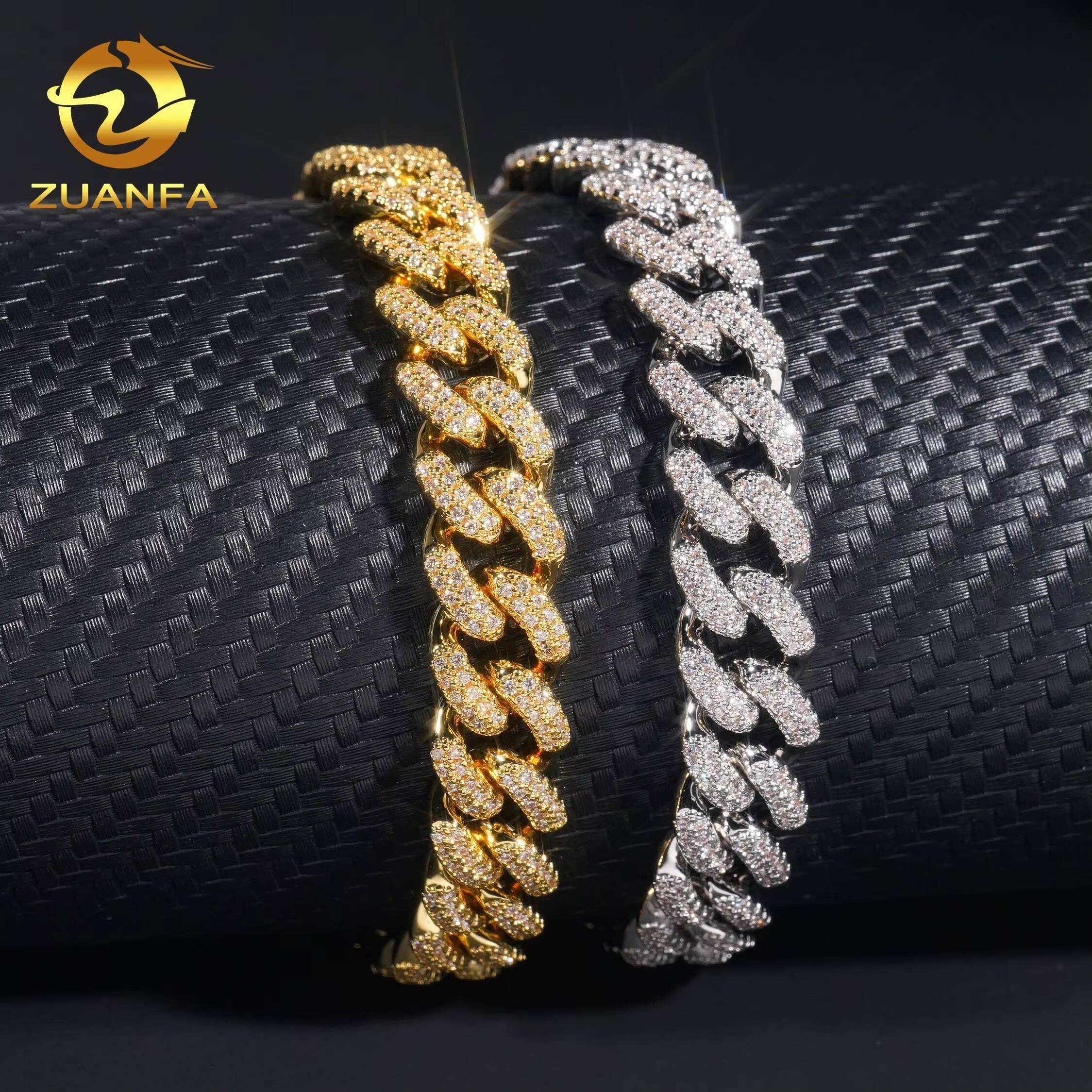 Wholesale Price Cuban Chain Necklace Iced Out Jewelry Brass 5A Moissanite Moissanite Cuban Link Chain