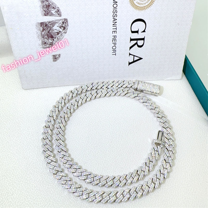 8mm Diamond 925 Sterling Silver Iced Out Prong Setting Vvs Moissanite Cuban Link Chain