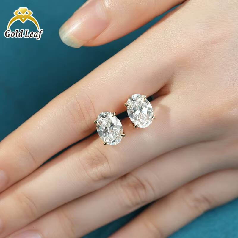 Custom Make Luxury 14K Solid Gold Earrings with IGI GIA 1 Carat 1.5 Carat Oval Shape Lab Grown Diamond for Women