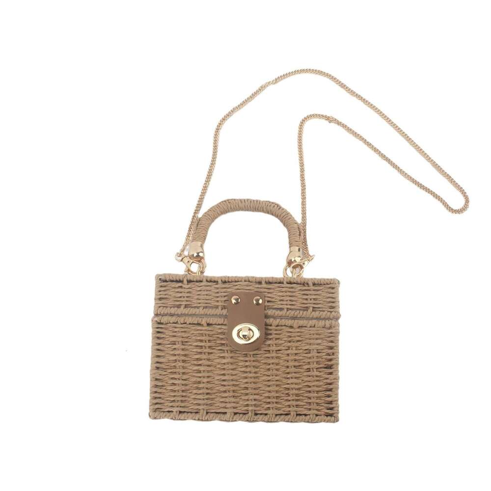 Fashion Box Small Square New Straw Bag Single Shoulder Crossbody Handbag for Women